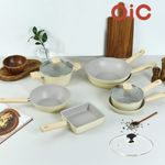 [SILVERSTAR] OIC IH Plus Pot & Pan Set – Non-Stick Titanium Frying Pan & Ceramic-Coated Porcelain Pot, Multi-Heat Source Compatible - Made in Korea